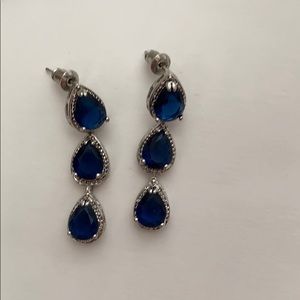 Sapphire blue silver plated jewelry set